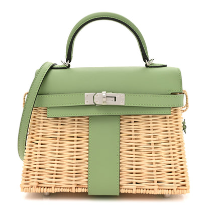 Hermes Wicker Swift Picnic Mini Kelly 20 Naturel Vert Criquet 1 of 12