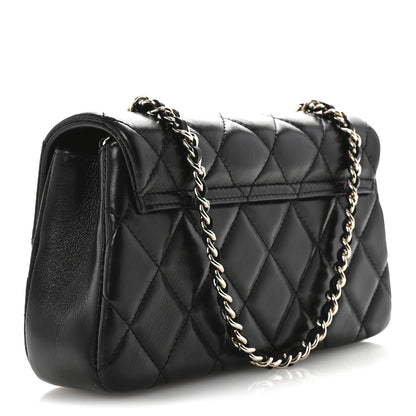 Chanel Lambskin Quilted Rectangular Phone Holder Clutch With Chain Black 3 of 11