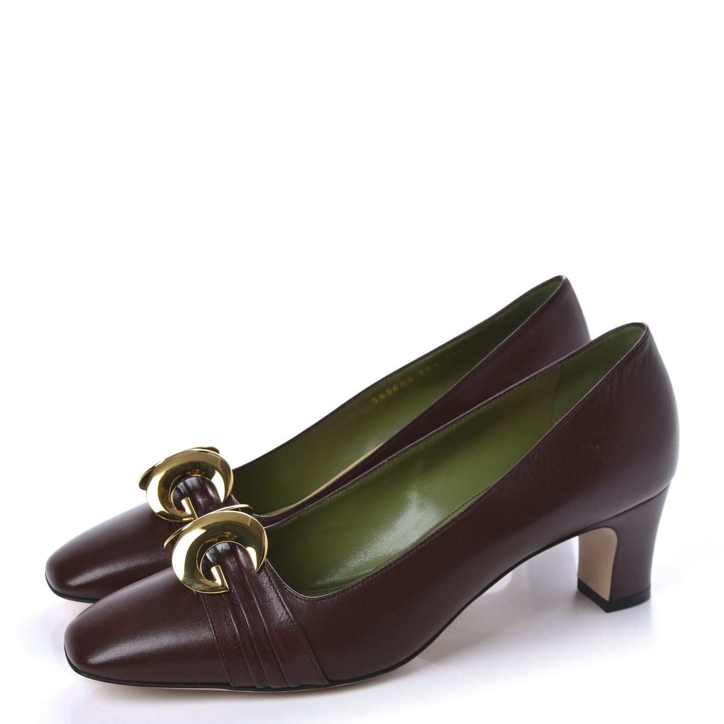 Malaga Kid Half Moon GG Square Toe Pumps 39.5 Bordeaux