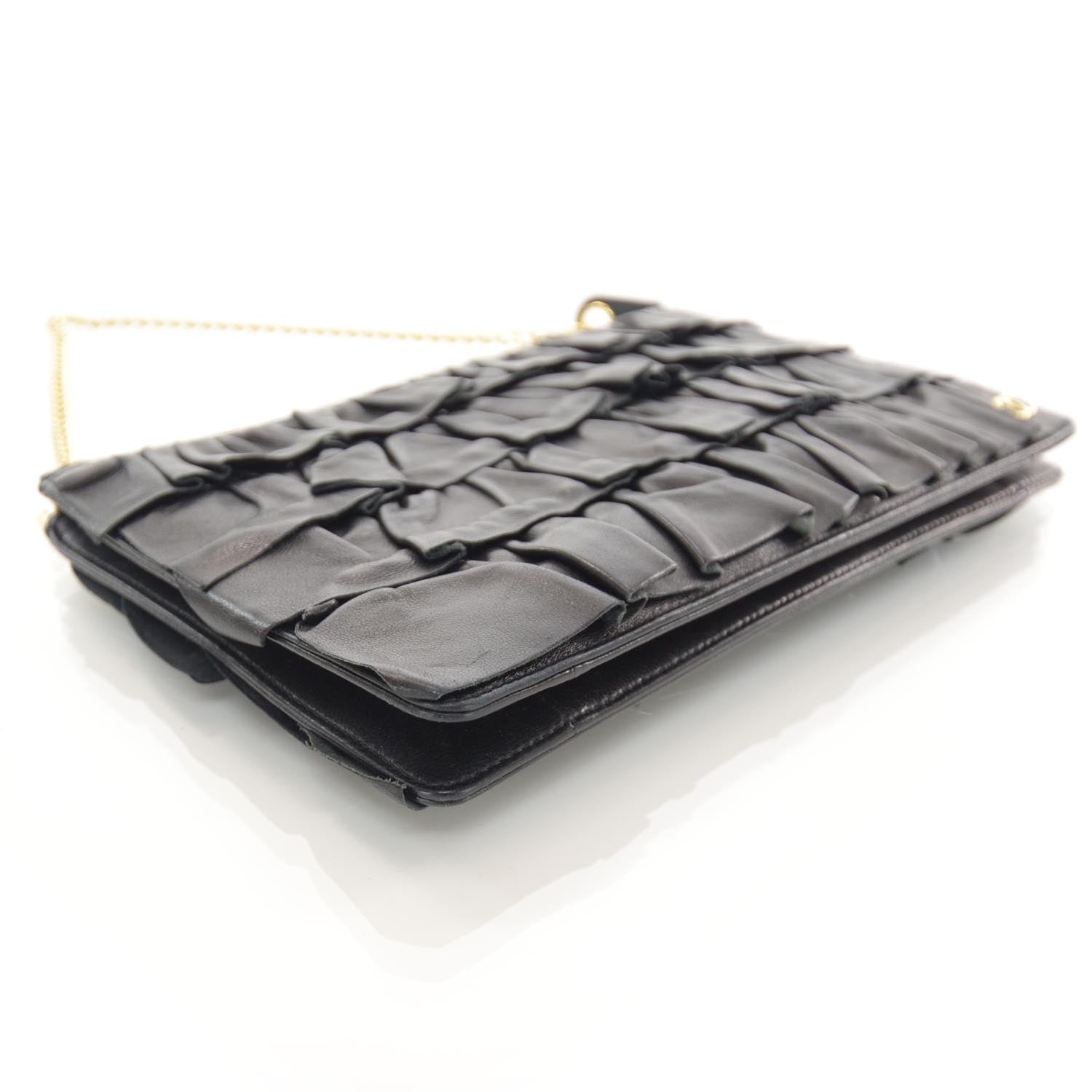 Chanel Lambskin Ruffle Evening Bag Black 4 of 8