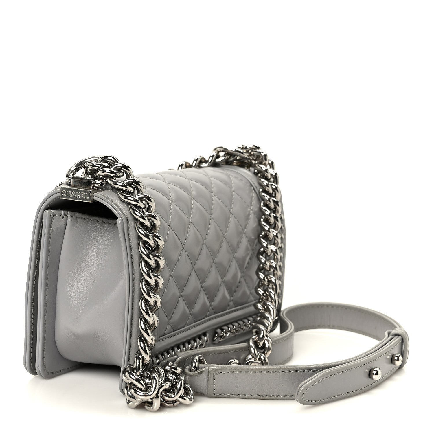 CHANEL ノベルティ グレー Chanel Lambskin Quilted Mini Rectangular Flap Grey 1857615