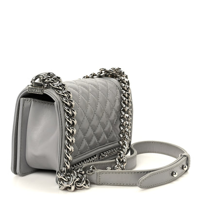 Chanel Iridescent Lambskin Quilted Small Chain Around Boy Flap Grey 3 of 10