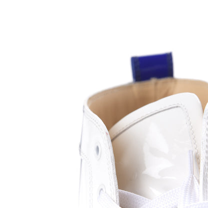 Christian Louboutin Patent Spikes Mens Lou Flat Sneakers 45 White Blue Black 11 of 13
