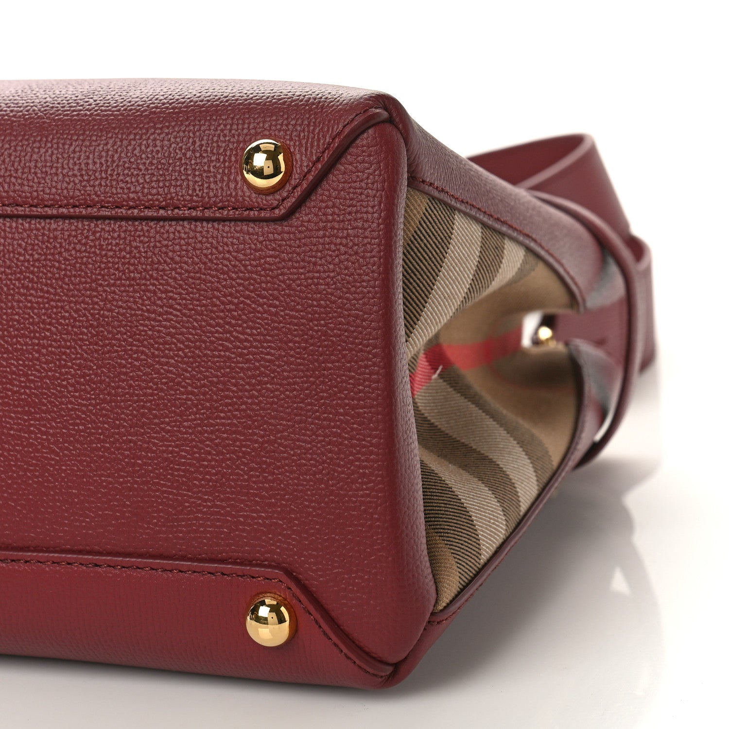 Burberry Grainy Calfskin House Check Small Banner Tote Mahogany Red 9 of 9