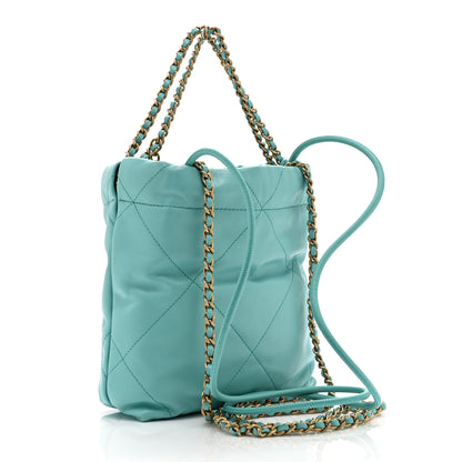 Chanel Shiny Calfskin Quilted Mini Chanel 22 Turquoise 3 of 10