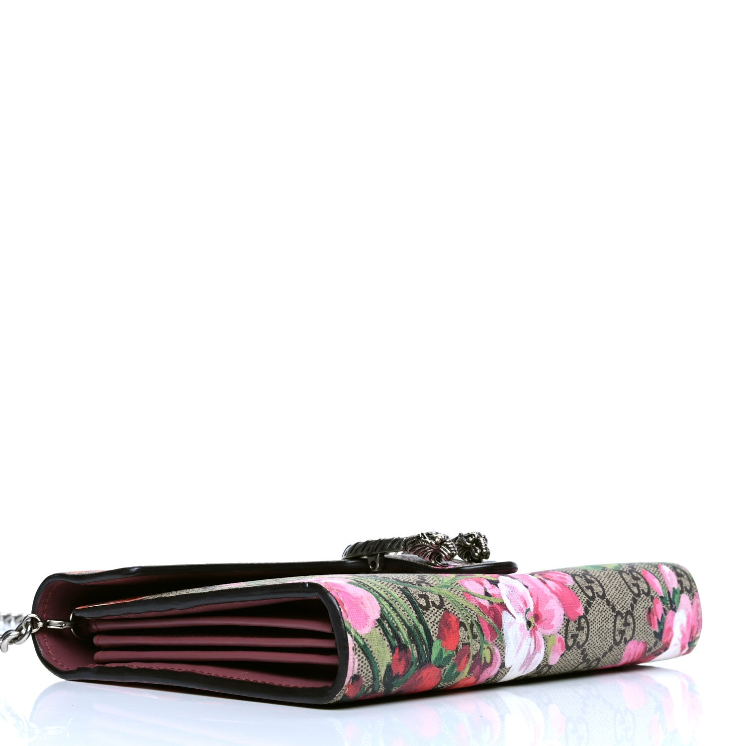 Gucci GG Supreme Monogram Blooms Mini Dionysus Chain Wallet Beige Multicolor Dry Rose 3 of 4