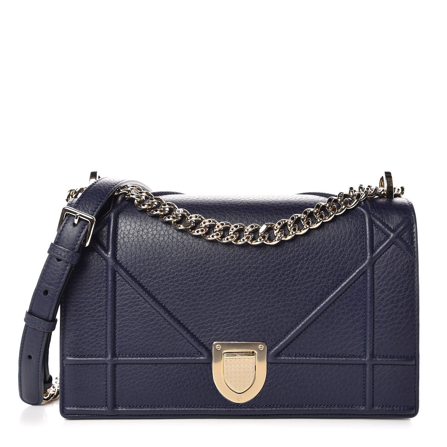 Christian Dior Grained Calfskin Medium Diorama Flap Bag Blue 1 of 10