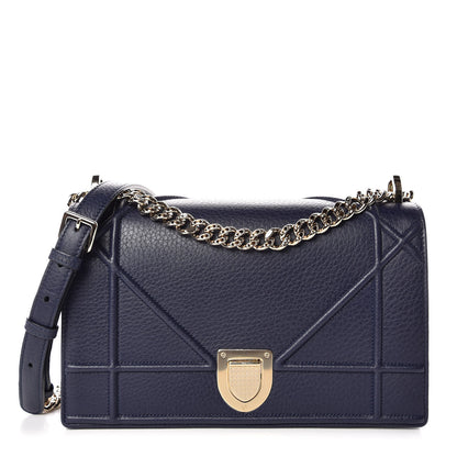 Christian Dior Grained Calfskin Medium Diorama Flap Bag Blue 1 of 10