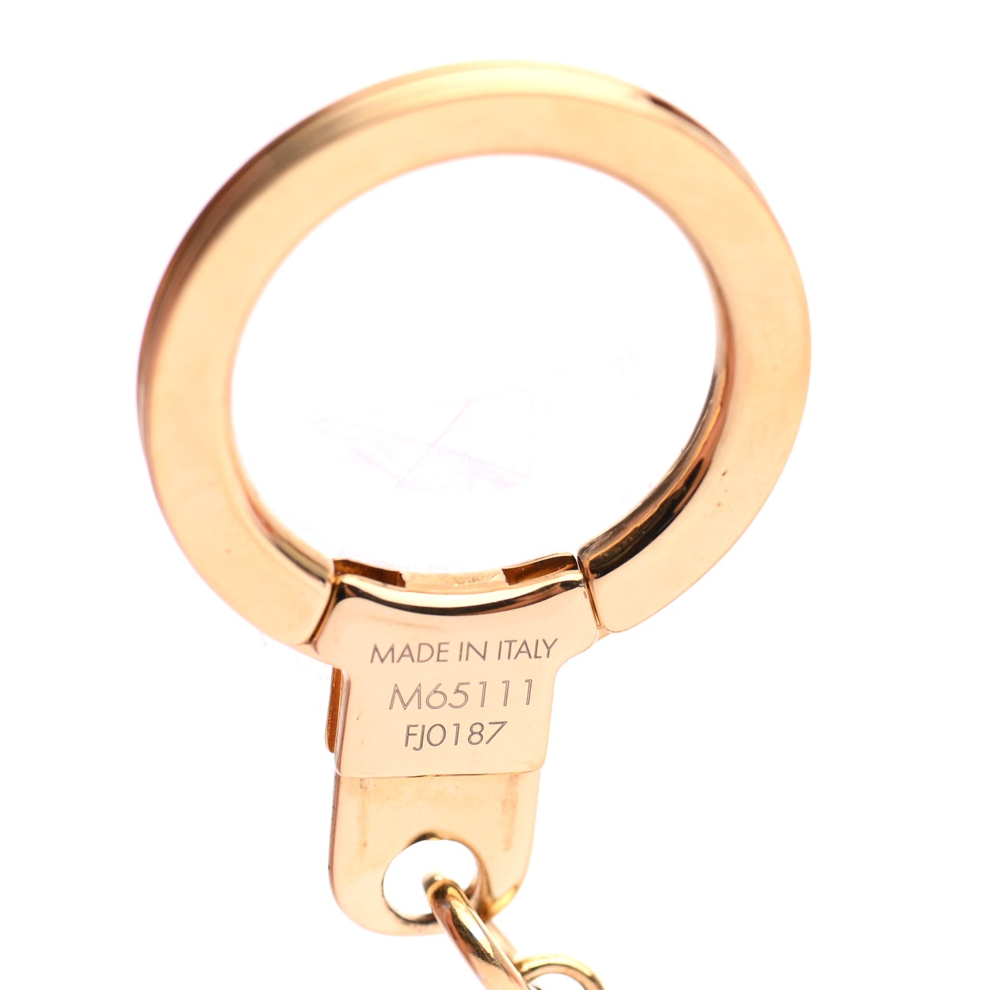 Brass Enamel Fleur De Monogram Bag Charm Chain Gold