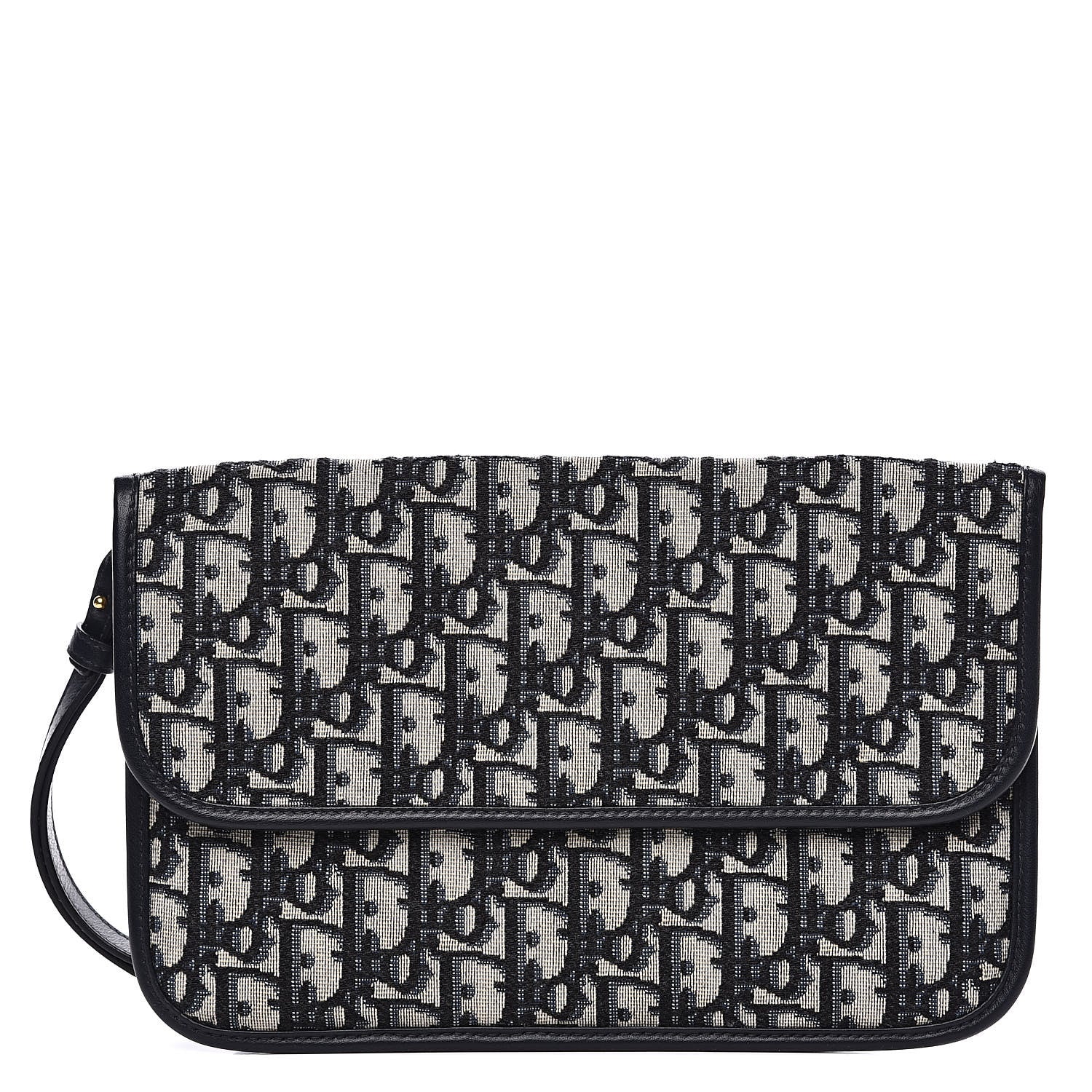 Christian Dior Oblique Flap Pouch Clutch Blue 1 of 8