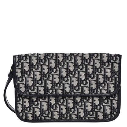 Christian Dior Oblique Flap Pouch Clutch Blue 1 of 8
