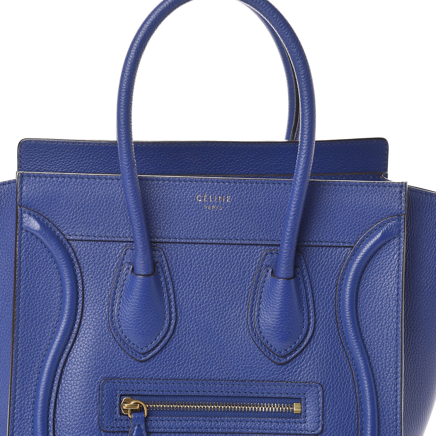 Celine Drummed Calfskin Micro Luggage Indigo 7 of 9