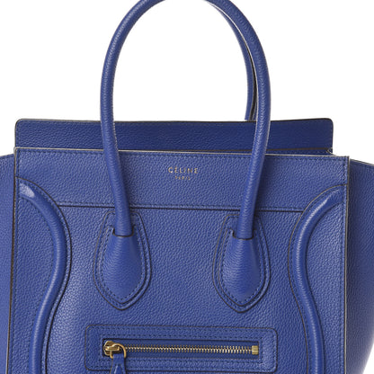 Celine Drummed Calfskin Micro Luggage Indigo 7 of 9