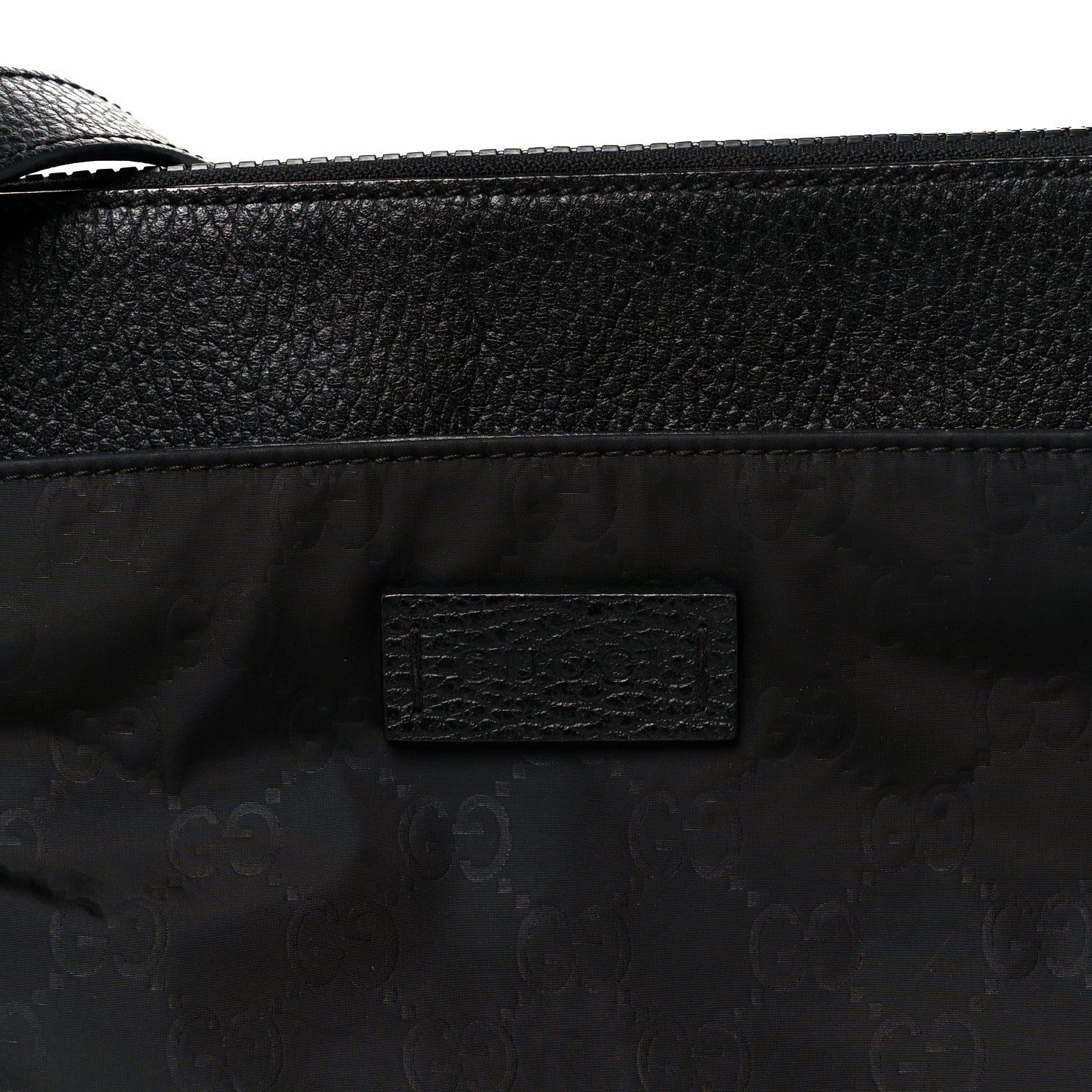 Gucci Nylon Monogram Dollar Calfskin Flat Messenger Bag Black 8 of 11