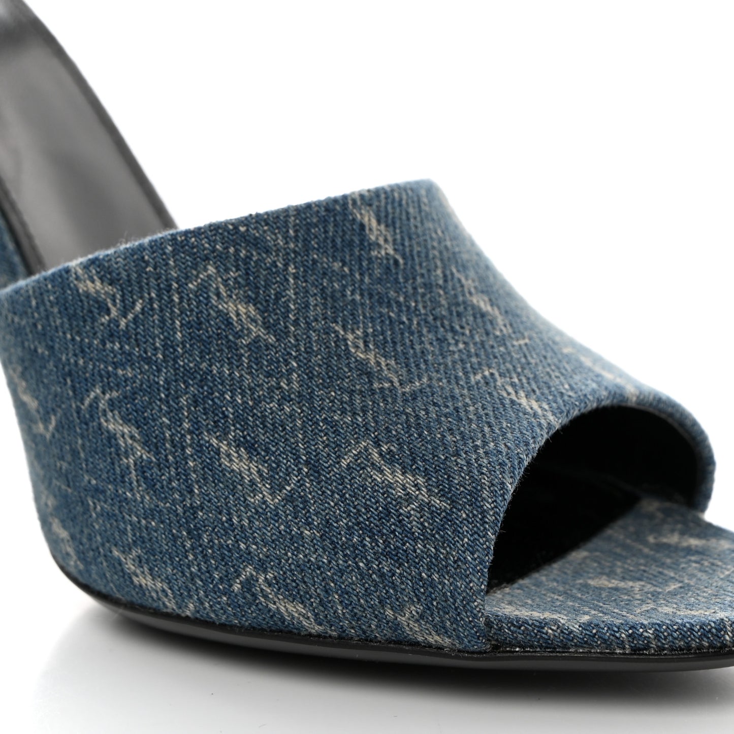 Denim Monogram La 16 Mule Sandals 38.5 Blue Jeans