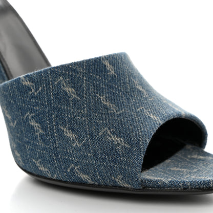 Saint Laurent Denim Monogram La 16 Mule Sandals 38.5 Blue Jeans 9 of 10