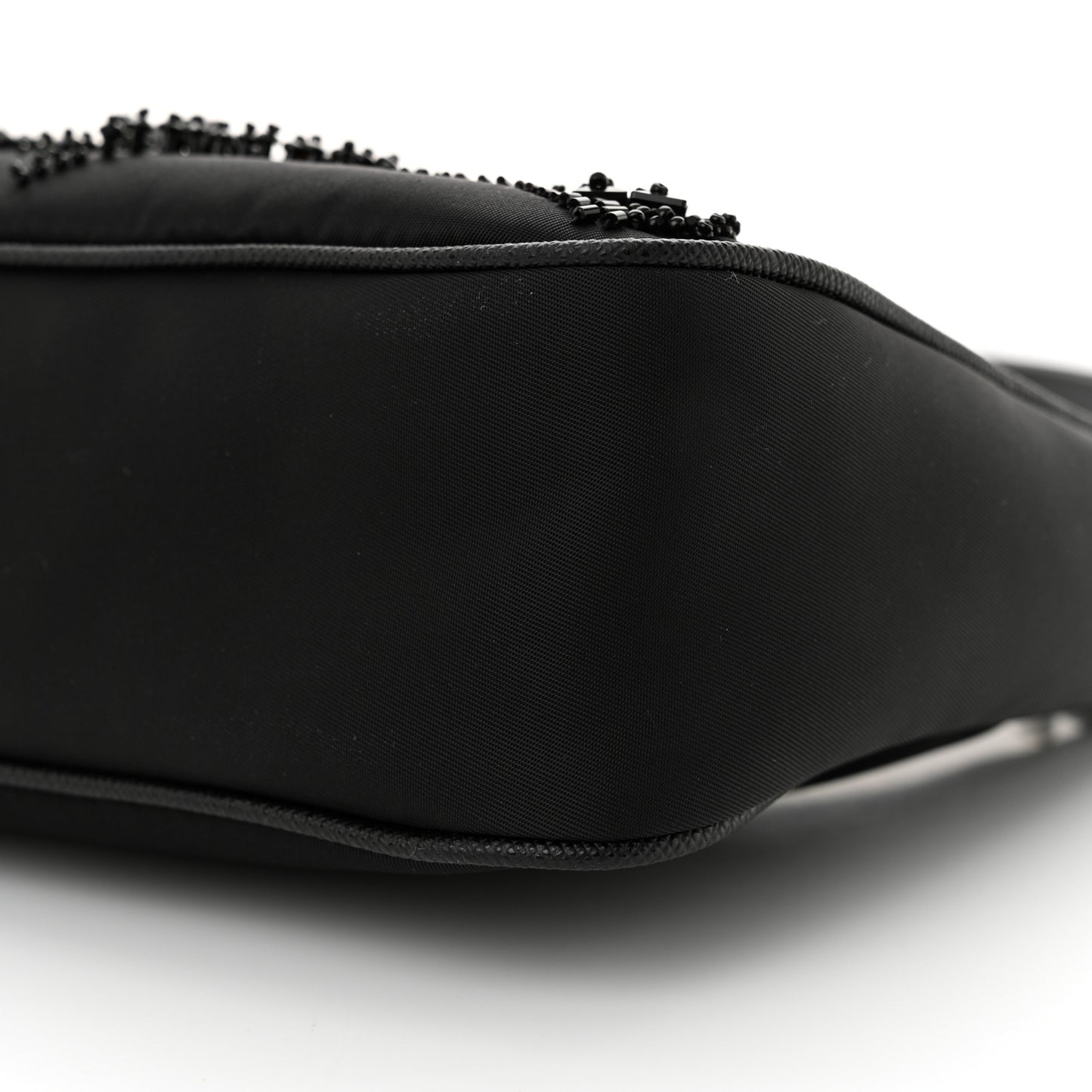 Tessuto Nylon Saffiano Beaded Mini Re-Edition 2000 Shoulder Bag Black