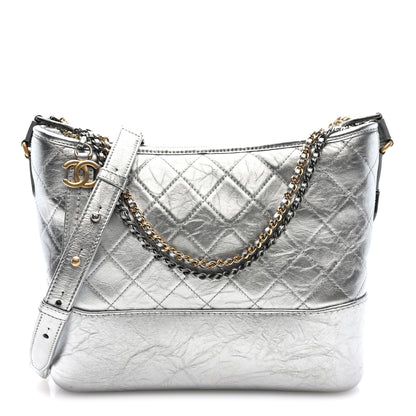 Chanel Metallic Lambskin Calfskin Quilted Medium Gabrielle Hobo Silver 1 of 10