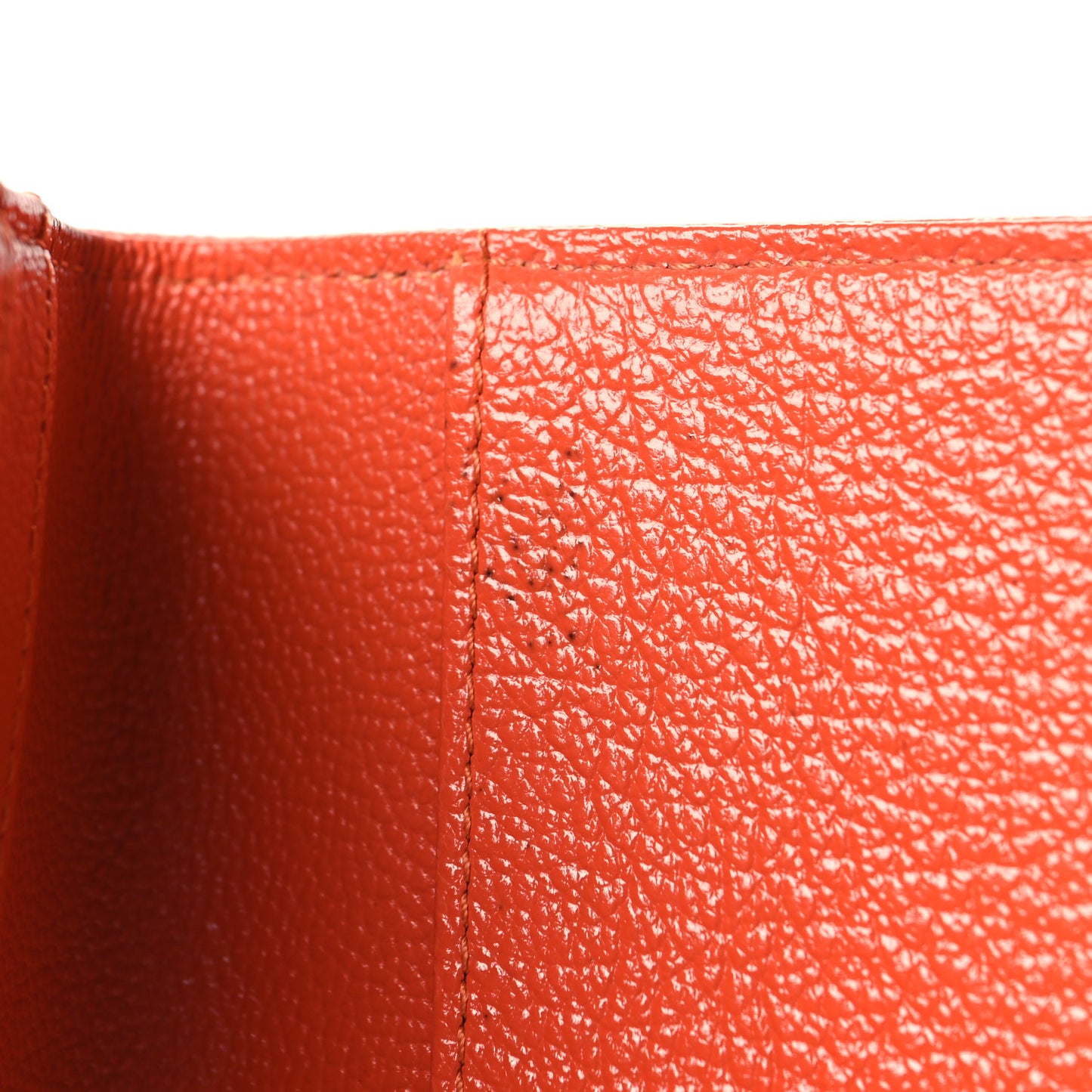 Shiny Goatskin Diamond Stitched Yen Wallet Pink Orange