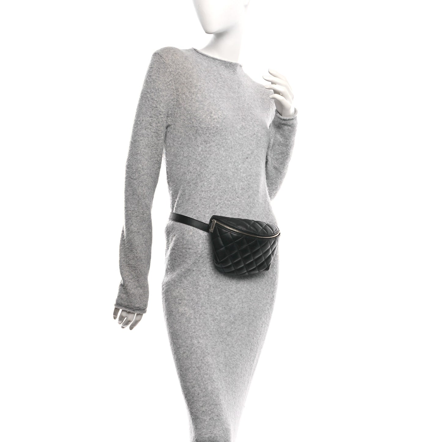 Calfskin Quilted Waist Belt Bag Black