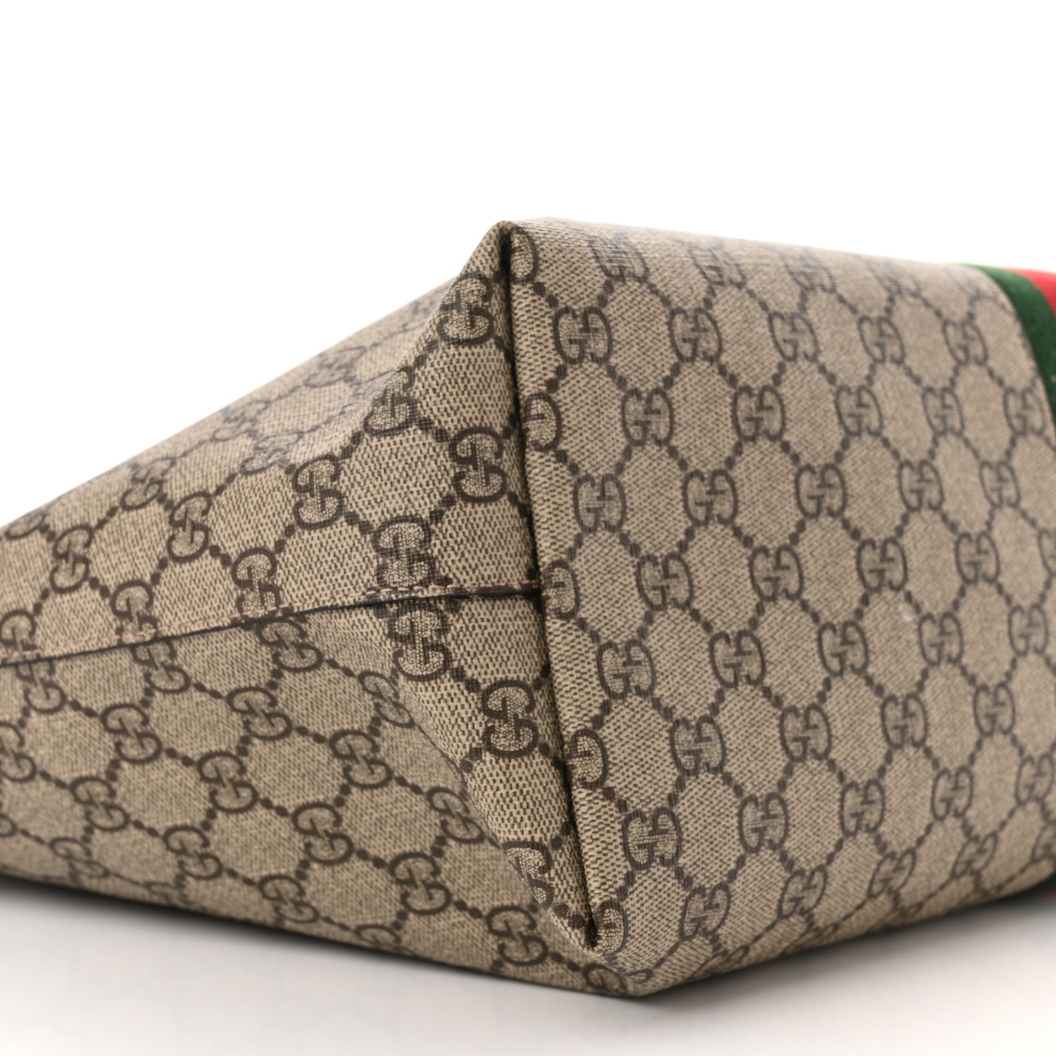 Gucci GG Supreme Monogram Textured Calfskin Web Medium Ophidia Shopping Tote Beige Ebony New Acero 9 of 10