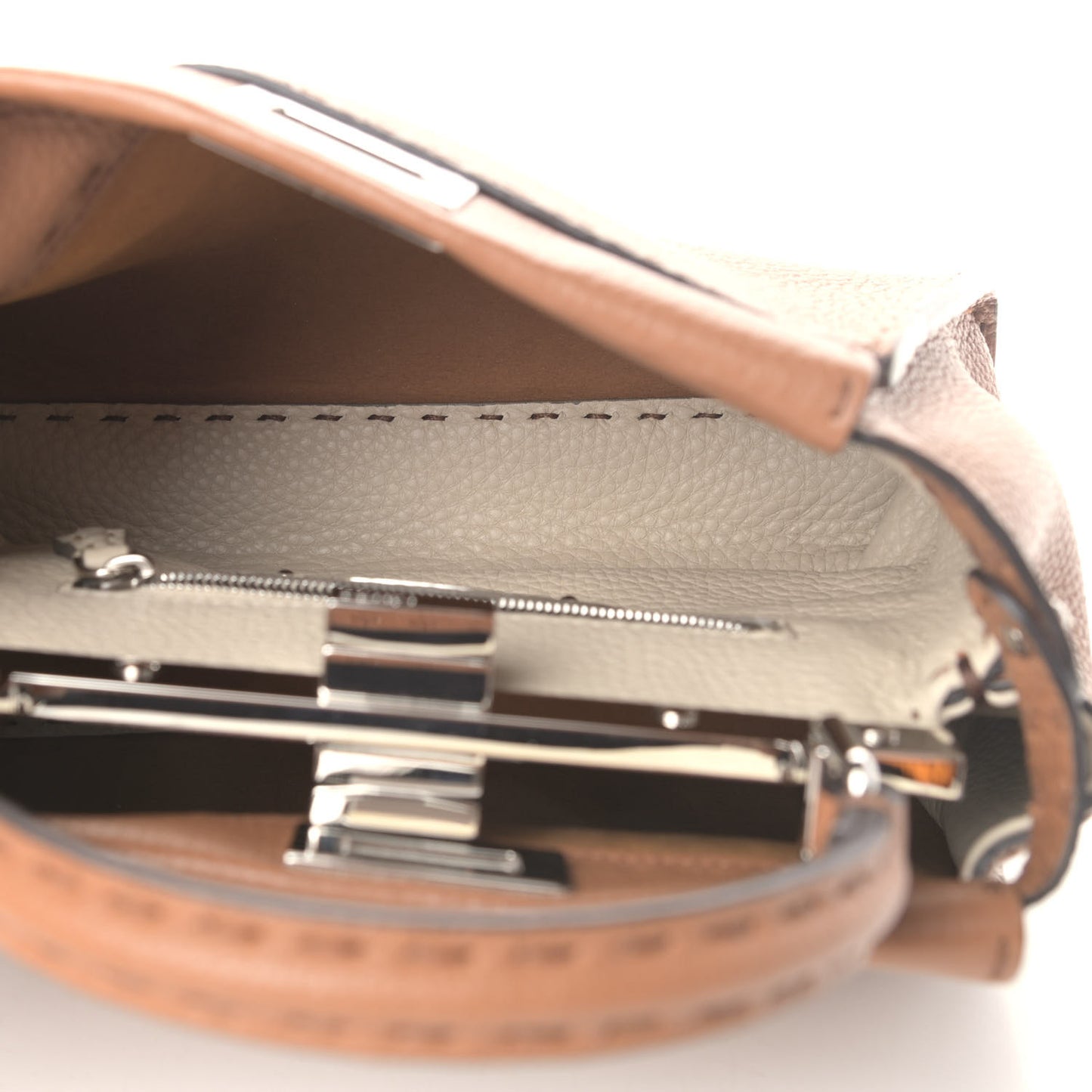 Cuoio Romano Selleria Bi-Color Mini Peekaboo Iconic Satchel Mou Milk