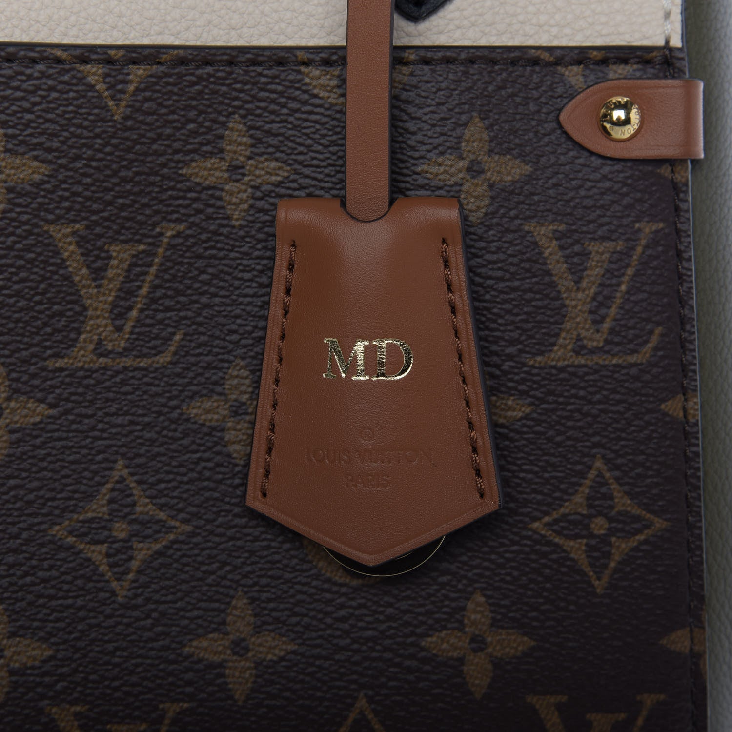 Louis Vuitton Calfskin Monogram Fold Tote PM Cream Khaki Black 10 of 10