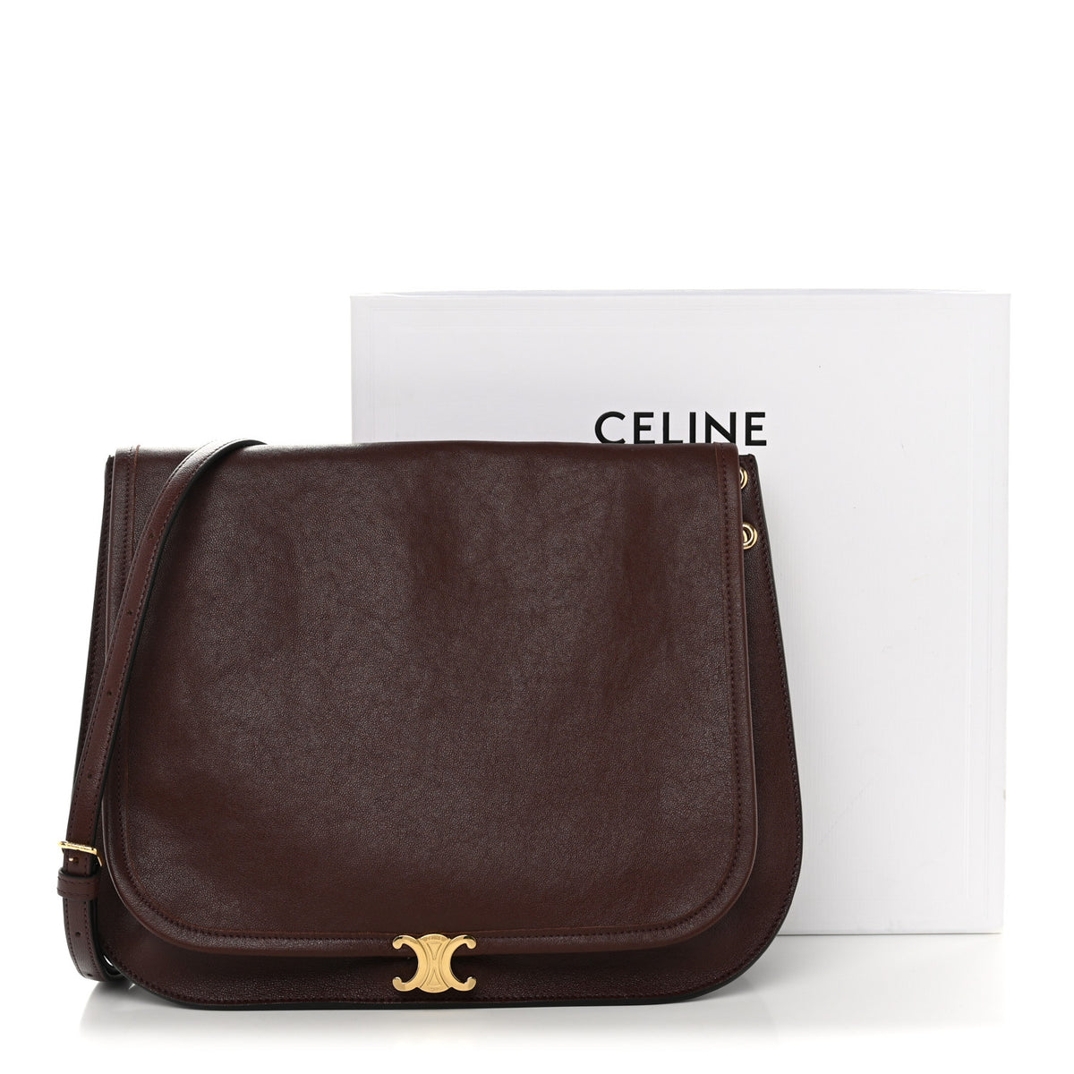 Shiny Lambskin Soft Triomphe Besace Bag Brick