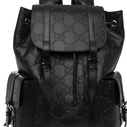 Gucci Calfskin GG Tennis Embossed Double Buckle Backpack Black 8 of 10