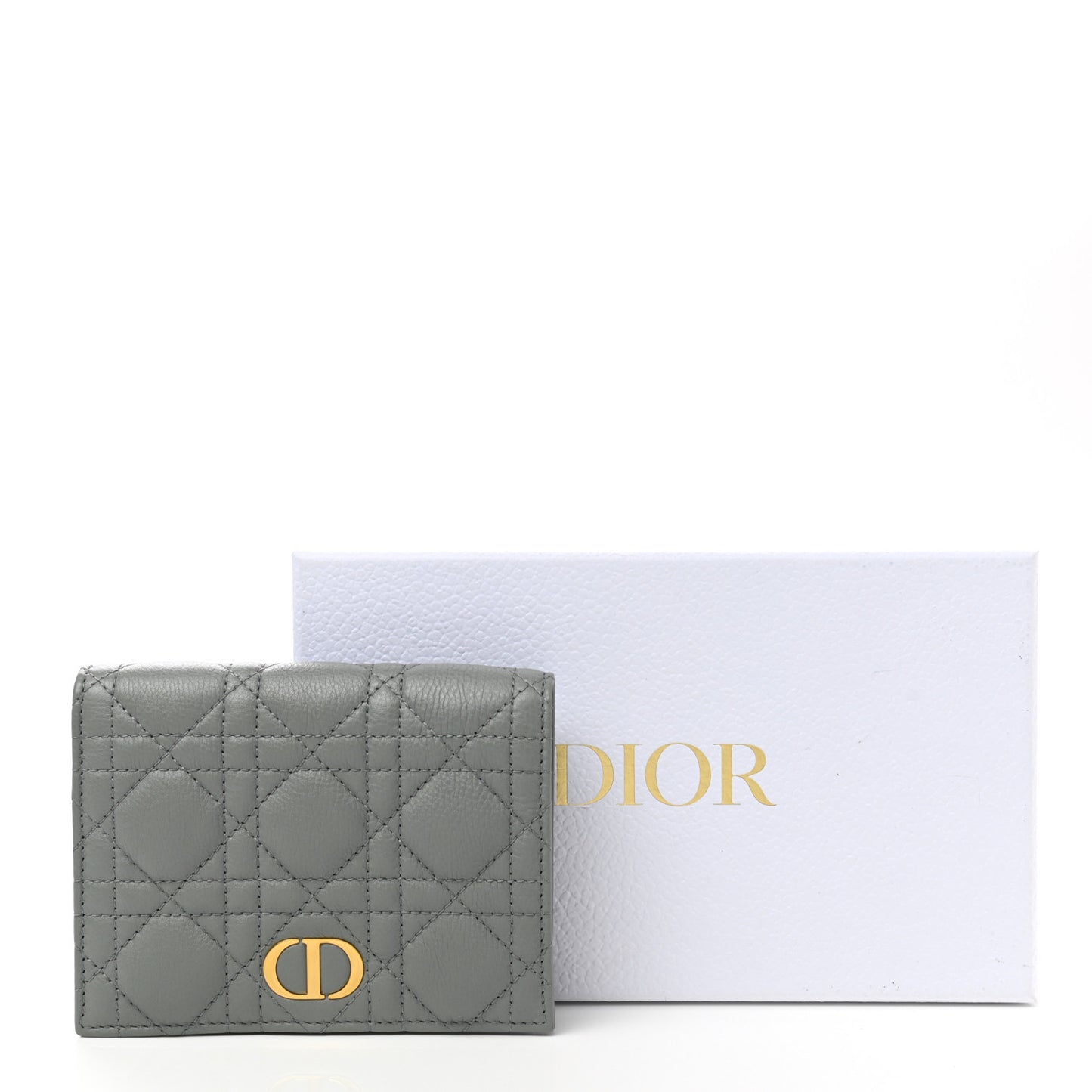 Supple Calfskin Cannage Caro Slim Wallet Grey