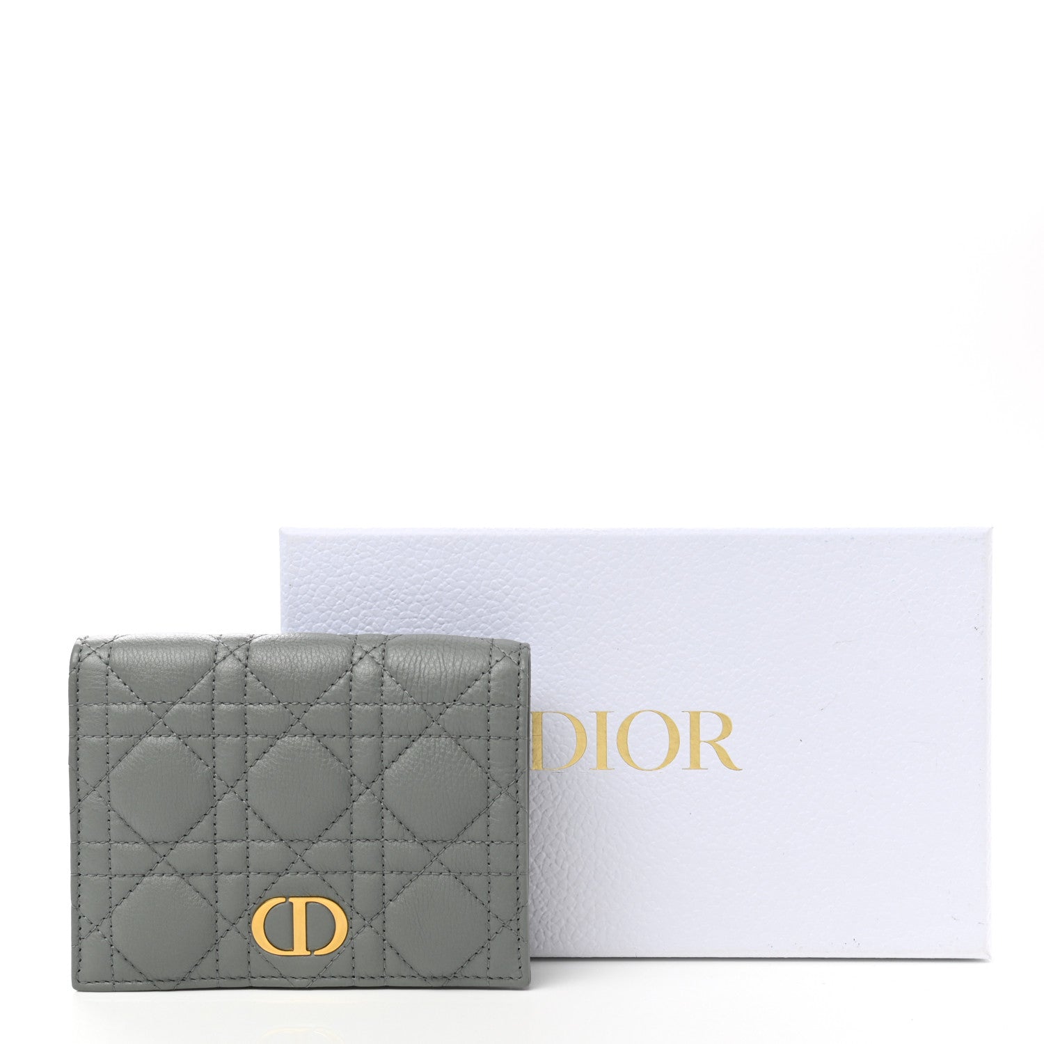 Christian Dior Supple Calfskin Cannage Caro Slim Wallet Grey 8 of 8
