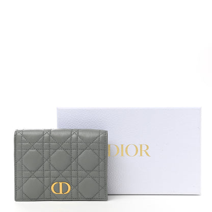 Christian Dior Supple Calfskin Cannage Caro Slim Wallet Grey 8 of 8