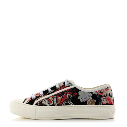Christian Dior Cotton Floral Pop Embroidered Walk'N'Dior Low Top Sneakers 39 Red Multicolor 1 of 9