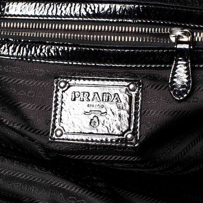 Prada Vernice Chevron Dome Satchel Black 8 of 11