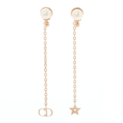 Christian Dior Pearl La Petite Tribale Dangle Chain Earrings Gold 1 of 4