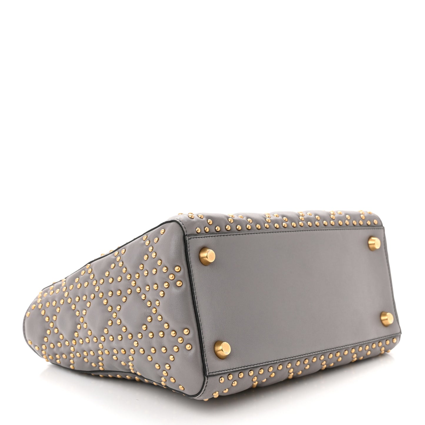 Calfskin Cannage Studded Medium Supple Lady Dior Grey