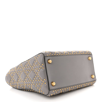 Christian Dior Calfskin Cannage Studded Medium Supple Lady Dior Grey 4 of 11