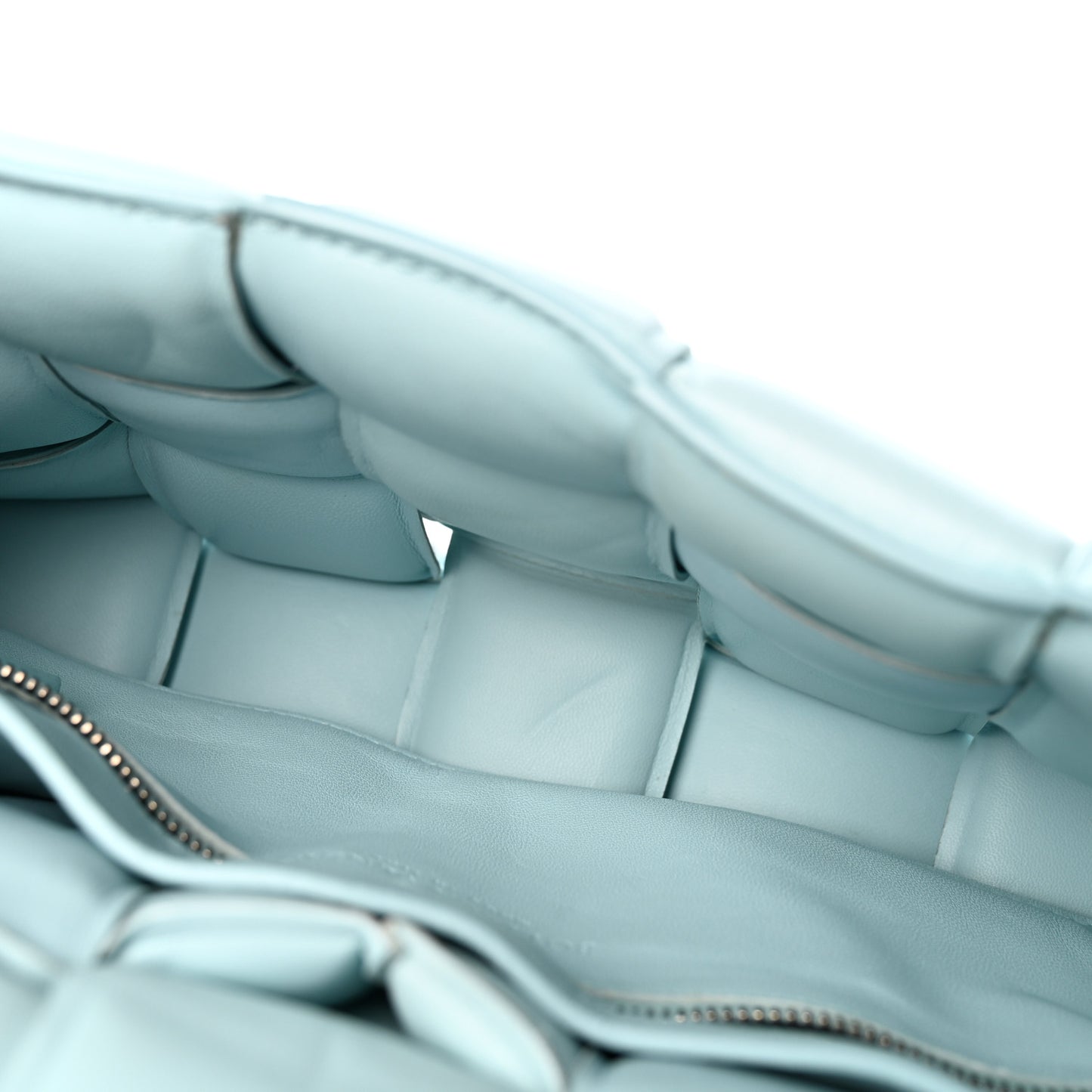Paper Calfskin Maxi Intreccio Padded Cassette Crossbody Bag Ice
