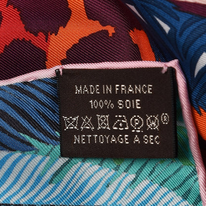 Hermes Silk Jaguar Quetzal Scarf 90 Turquoise Orange Vert 5 of 7