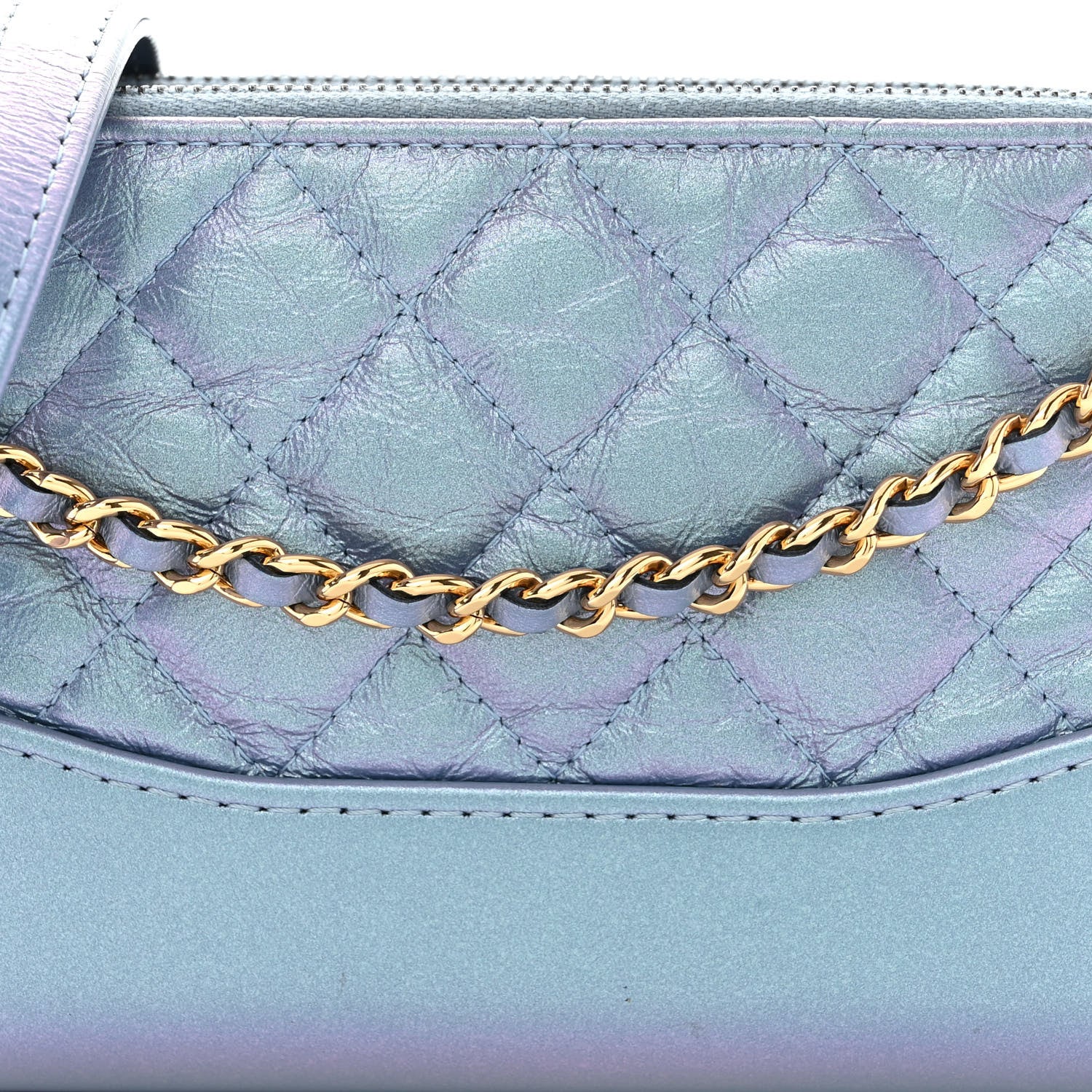 Chanel Iridescent Lambskin Calfskin Quilted Small Gabrielle Clutch With Chain Light Purple 11 of 14