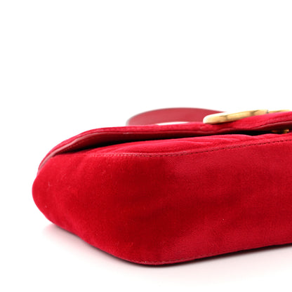 Gucci Velvet Matelasse Mini GG Marmont Shoulder Bag Hibiscus Red 9 of 10