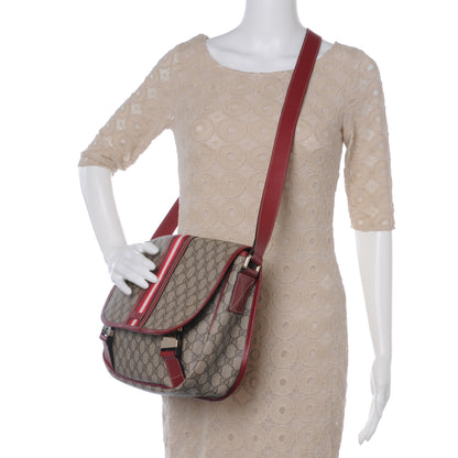 Gucci GG Plus Monogram Medium Double Buckle Flap Messenger Bag Beige Red 2 of 8