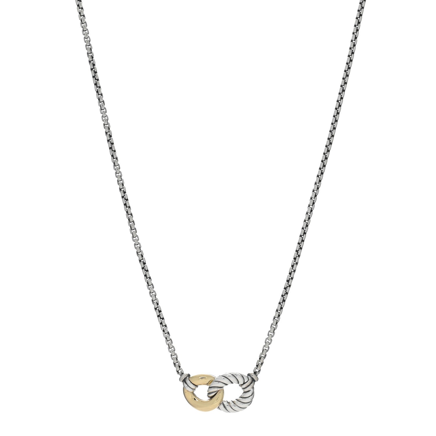 David Yurman Sterling Silver 18K Yellow Gold Belmont Pendant Necklace 1 of 4