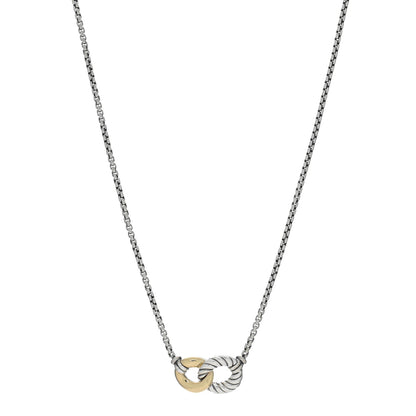 David Yurman Sterling Silver 18K Yellow Gold Belmont Pendant Necklace 1 of 4