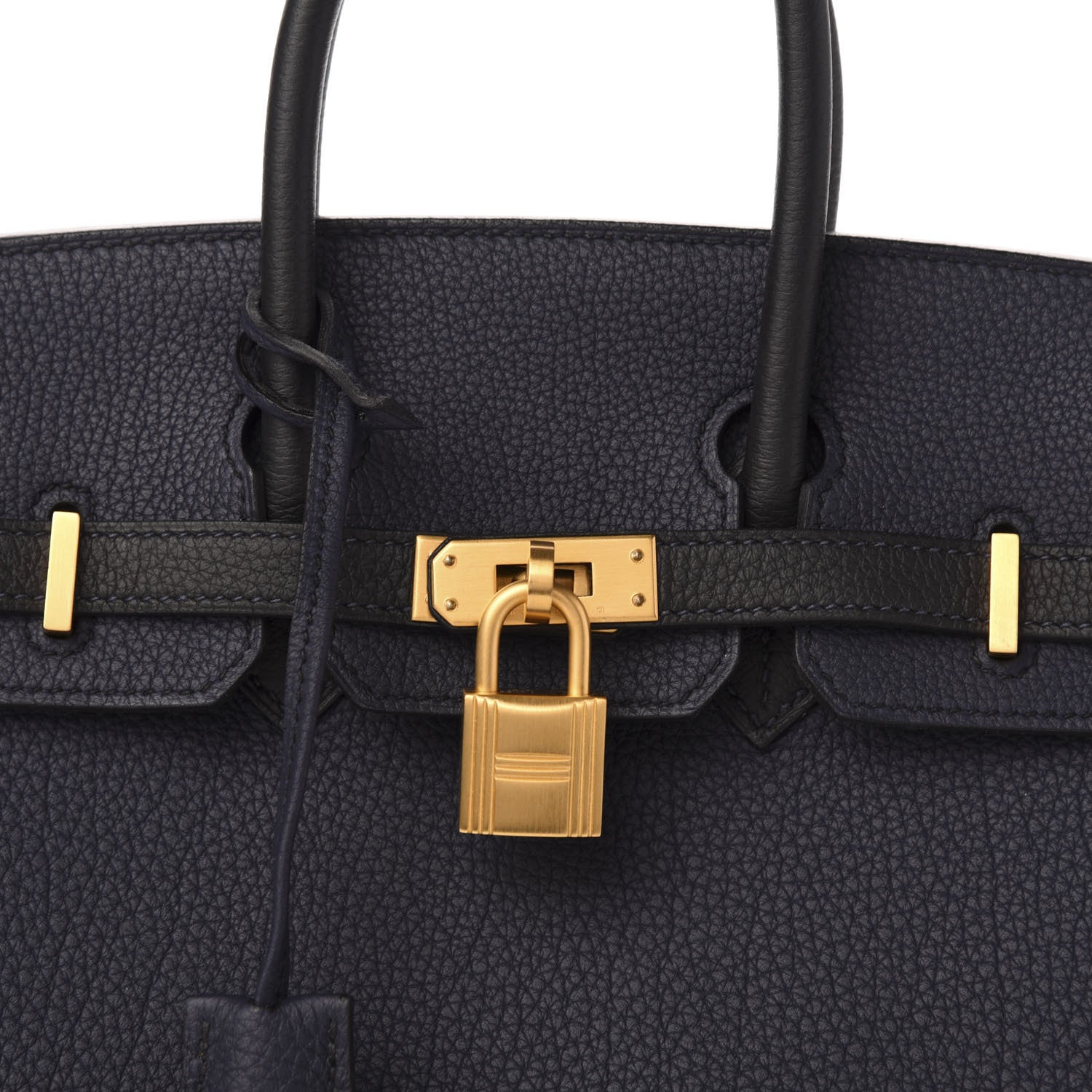 Hermes Togo Horseshoe Birkin 25 Bleu Nuit Black 11 of 12