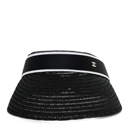 Chanel Abaca Cotton Ribbon Visor S Black 3 of 7