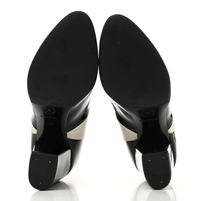 Chanel Patent Button CC Short Boots 35 Black White 5 of 10