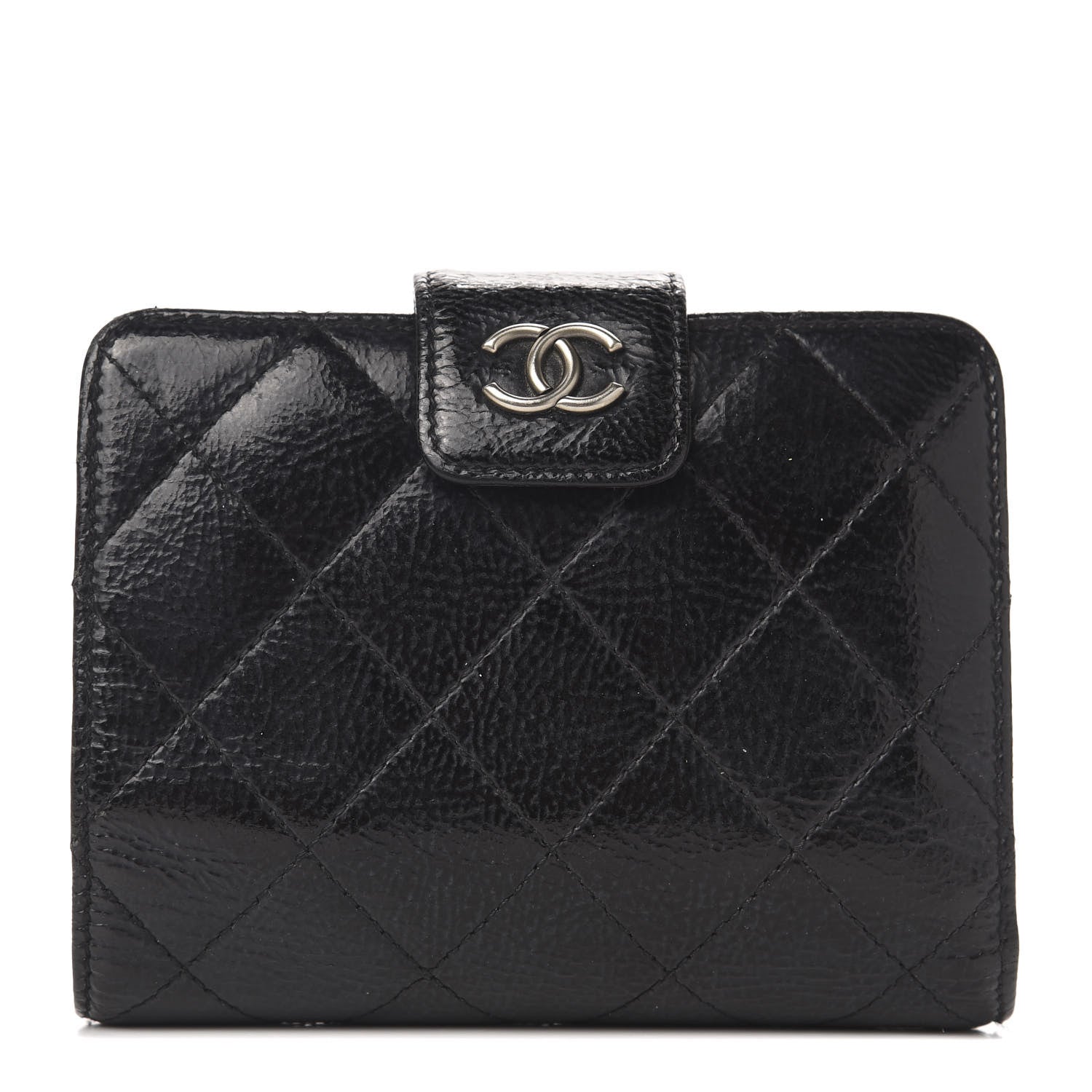 Chanel Patent Caviar CC Compact French Flap Wallet Black 1 of 13