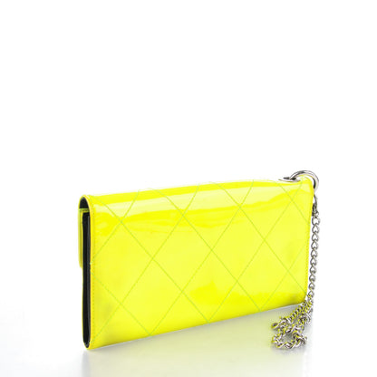 Chanel Patent Stitched CC Flap Wallet Clutch Yellow 3 of 15