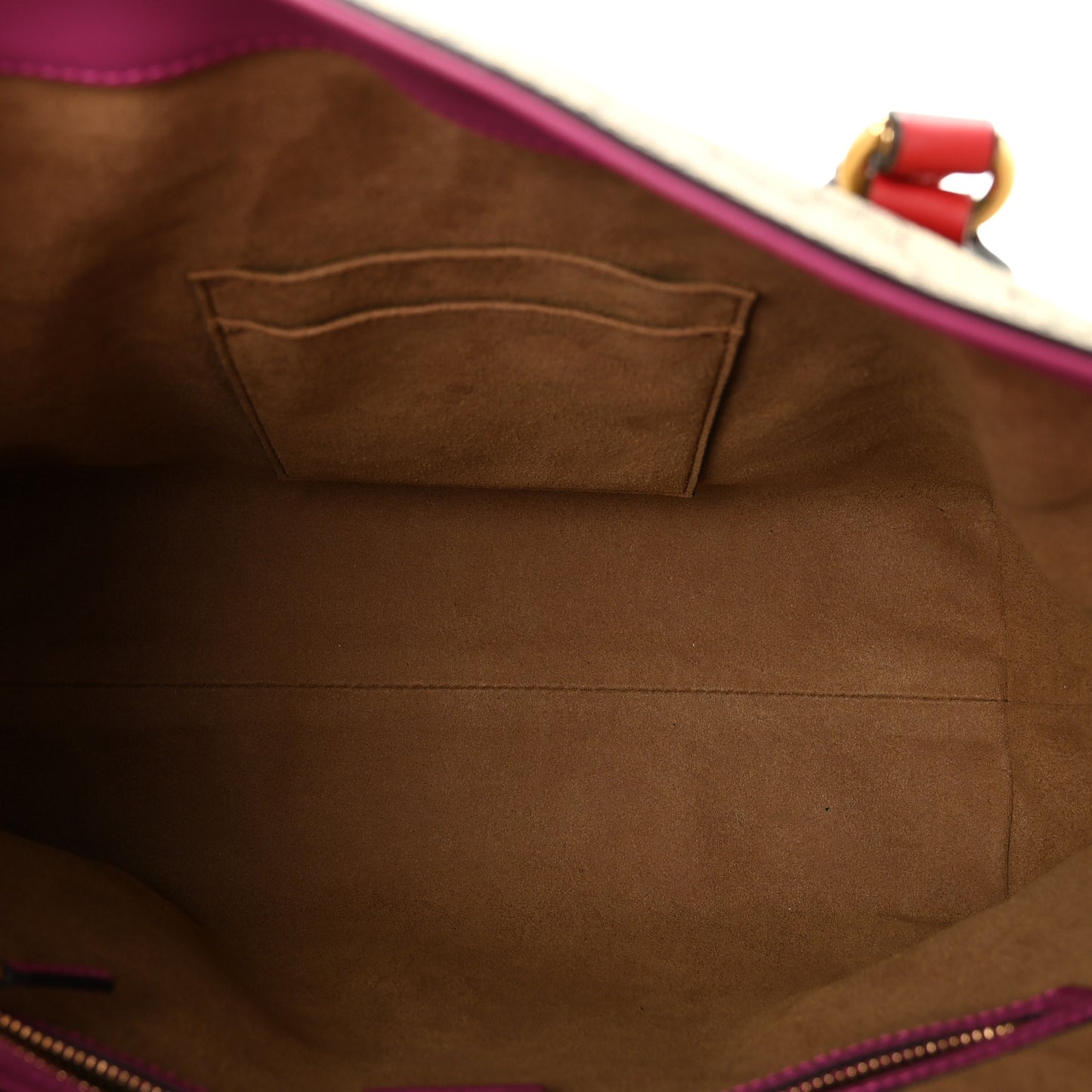 GG Supreme Monogram Linea A Foldover Tote Beige Hibiscus Red New Rosette